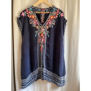Embroidered shirt dress